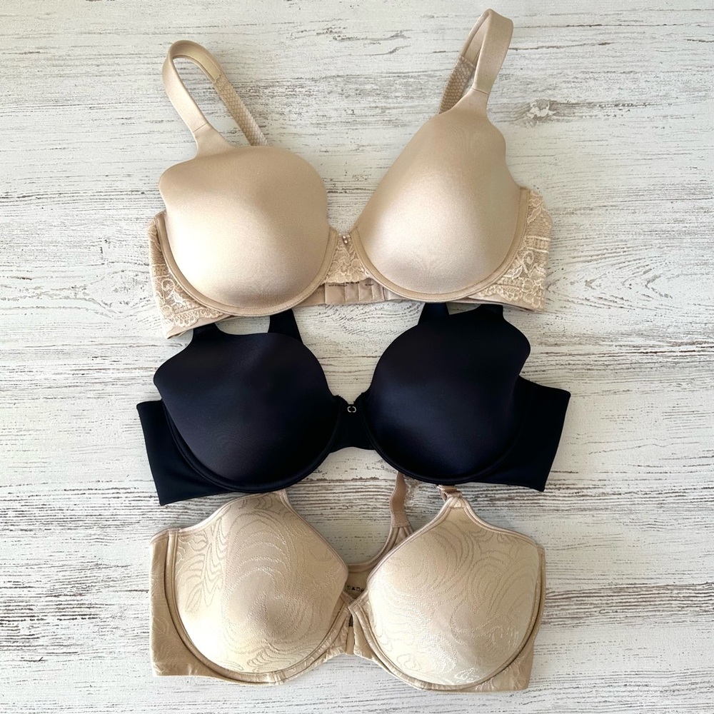 VANITY FAIR BALI Full Coverage Underwire Bra Lot of THREE 40C Tan Black